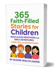 365 Faith Filled Stories for Children cover — Daily faith-based stories designed to nurture values, Bloom Health Haven