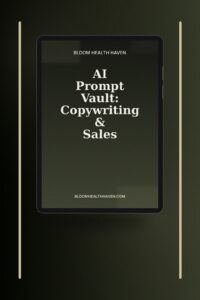 AI Prompt Vault: Copywriting & Sales cover — 250+ AI prompts for landing pages, email sequences, Bloom Health Haven