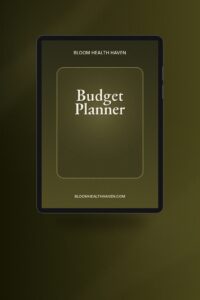 Budget Planner cover — 12 months of budget templates, expense trackers, Bloom Health Haven