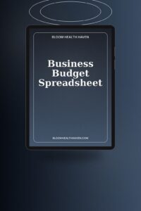 Business Budget Spreadsheet cover — Professional 5-tab business budget with annual P&L, Bloom Health Haven