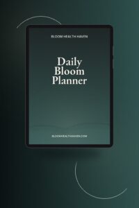 Daily Bloom Planner cover — 90-day undated planner with daily pages, weekly, Bloom Health Haven