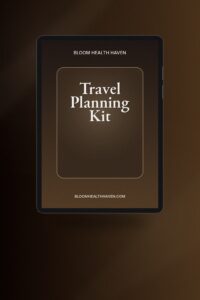 Travel Planning Kit cover — Trip budget tracker, day-by-day itinerary planner, Bloom Health Haven
