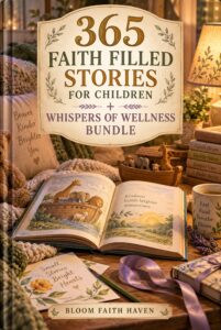 365 Faith Filled Stories for Children + Whispers of Wellness Bundle cover - clear title digital download from Bloom Health Haven