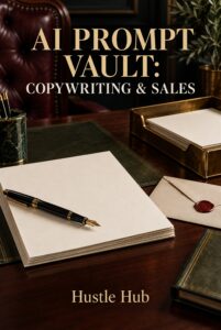AI Prompt Vault: Copywriting & Sales cover - clear title digital download from Bloom Health Haven