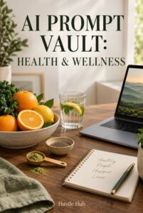 AI Prompt Vault: Health & Wellness cover - clear title digital download from Bloom Health Haven