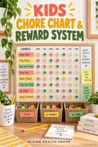 Kids Chore Chart & Reward System cover - clear title digital download from Bloom Health Haven