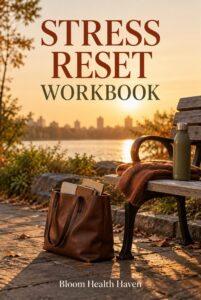 Stress Reset Workbook cover - clear title digital download from Bloom Health Haven