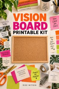 Vision Board Printable Kit cover - clear title digital download from Bloom Health Haven